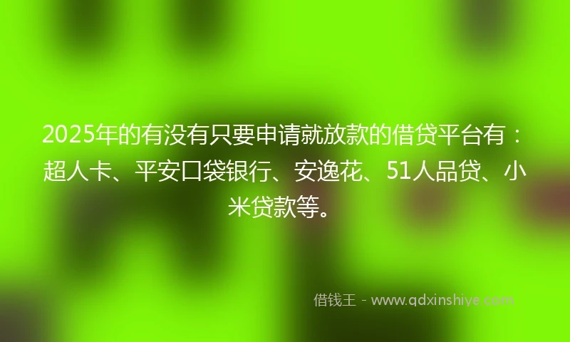 2025年的有没有只要申请就放款的借贷平台有：超人卡、平安口袋银行、安逸花、51人品贷、小米贷款等。
