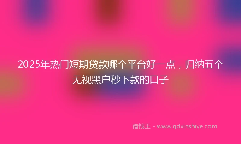 2025年热门短期贷款哪个平台好一点，归纳五个无视黑户秒下款的口子