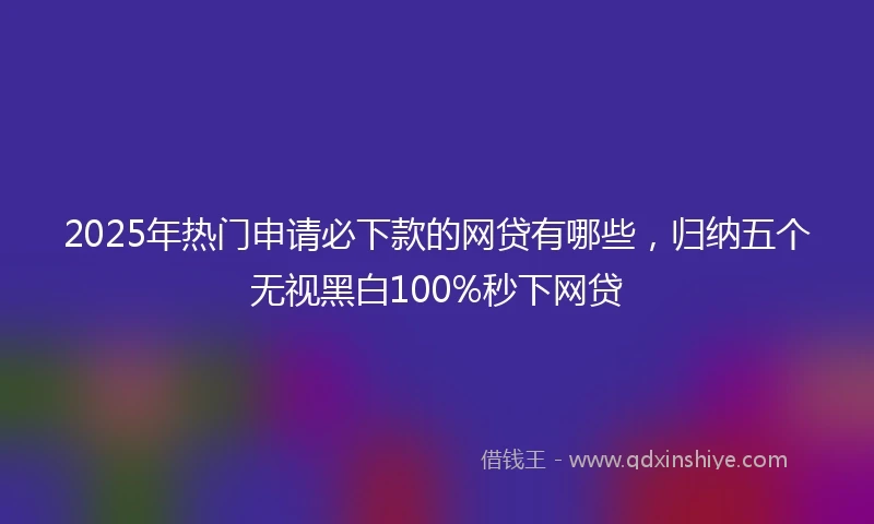 2025年热门申请必下款的网贷有哪些，归纳五个无视黑白100%秒下网贷