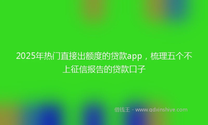 2025年热门直接出额度的贷款app，梳理五个不上征信报告的贷款口子
