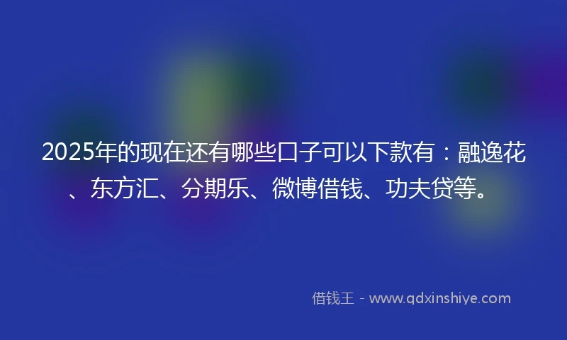 2025年的现在还有哪些口子可以下款有：融逸花、东方汇、分期乐、微博借钱、功夫贷等。