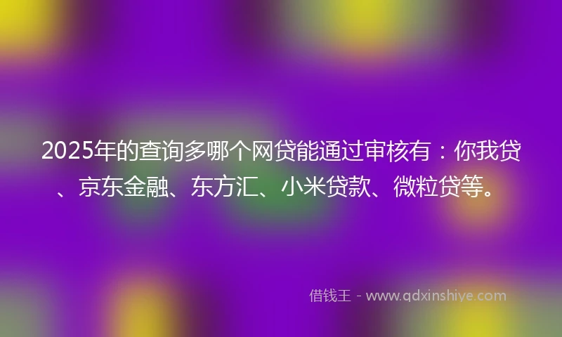 2025年的查询多哪个网贷能通过审核有：你我贷、京东金融、东方汇、小米贷款、微粒贷等。
