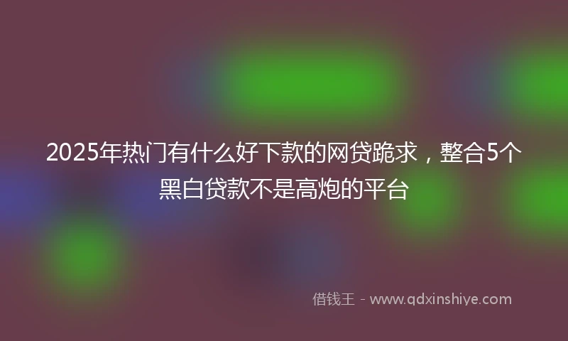 2025年热门有什么好下款的网贷跪求，整合5个黑白贷款不是高炮的平台