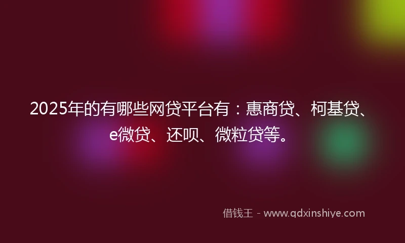 2025年的有哪些网贷平台有：惠商贷、柯基贷、e微贷、还呗、微粒贷等。