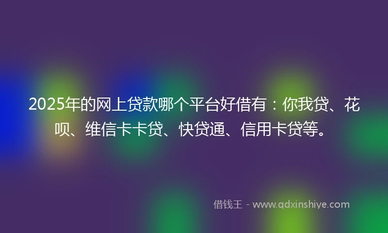 2025年的网上贷款哪个平台好借有：你我贷、花呗、维信卡卡贷、快贷通、信用卡贷等。
