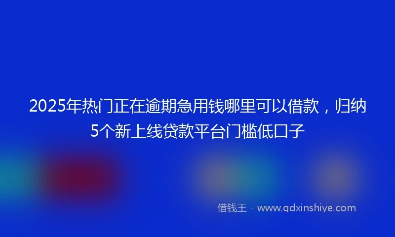 2025年热门正在逾期急用钱哪里可以借款，归纳5个新上线贷款平台门槛低口子