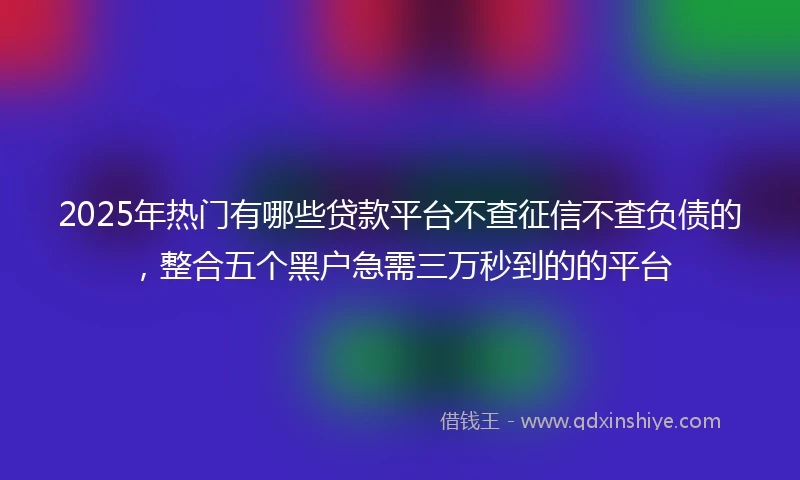 2025年热门有哪些贷款平台不查征信不查负债的，整合五个黑户急需三万秒到的的平台