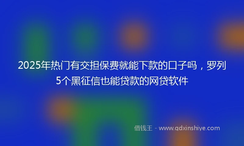 2025年热门有交担保费就能下款的口子吗，罗列5个黑征信也能贷款的网贷软件