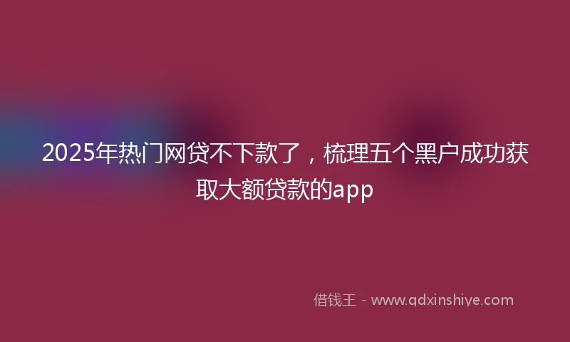 2025年热门网贷不下款了，梳理五个黑户成功获取大额贷款的app