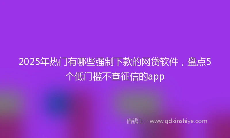 2025年热门有哪些强制下款的网贷软件，盘点5个低门槛不查征信的app