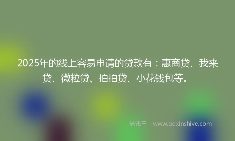 2025年的线上容易申请的贷款有：惠商贷、我来贷、微粒贷、拍拍贷、小花钱包等。