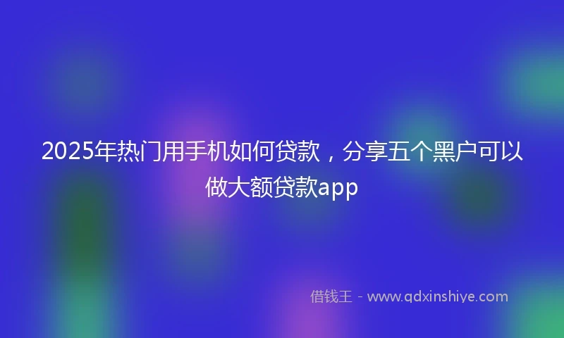 2025年热门用手机如何贷款，分享五个黑户可以做大额贷款app