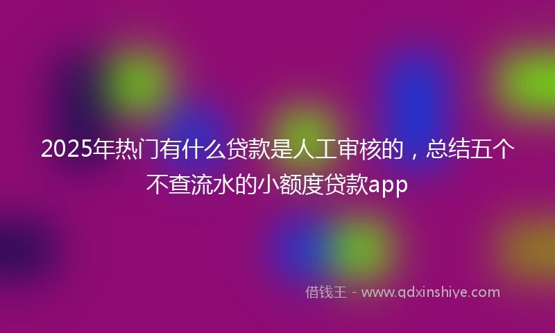 2025年热门有什么贷款是人工审核的，总结五个不查流水的小额度贷款app