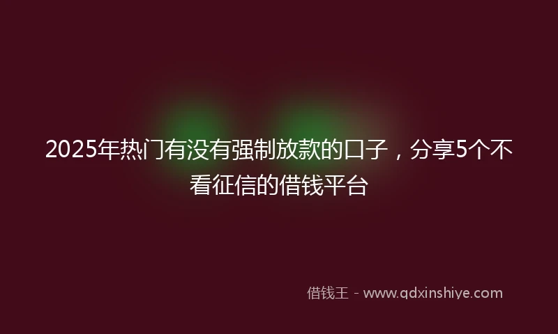 2025年热门有没有强制放款的口子，分享5个不看征信的借钱平台