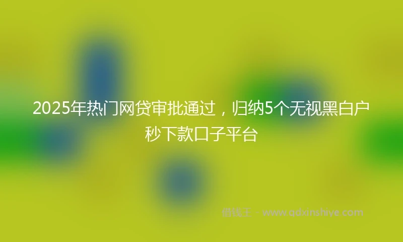 2025年热门网贷审批通过，归纳5个无视黑白户秒下款口子平台