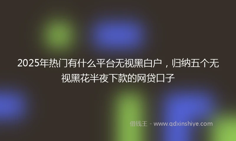 2025年热门有什么平台无视黑白户，归纳五个无视黑花半夜下款的网贷口子