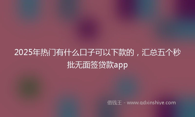 2025年热门有什么口子可以下款的，汇总五个秒批无面签贷款app