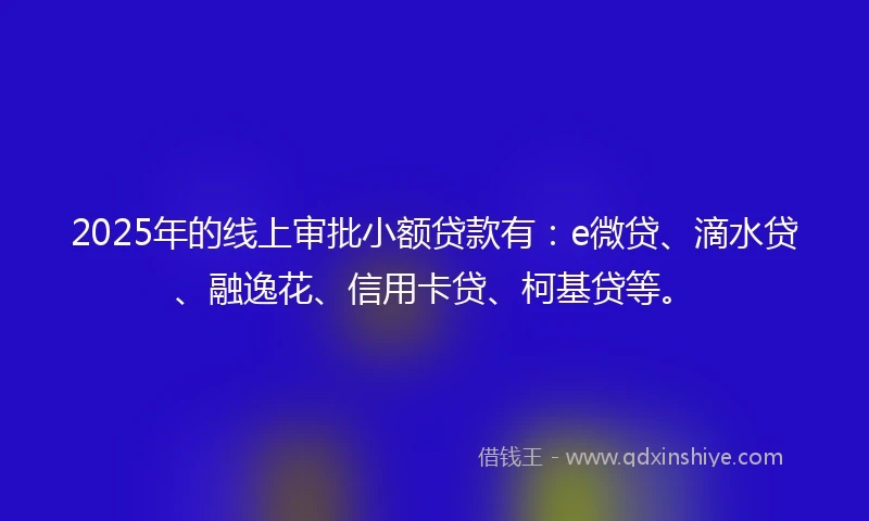 2025年的线上审批小额贷款有：e微贷、滴水贷、融逸花、信用卡贷、柯基贷等。