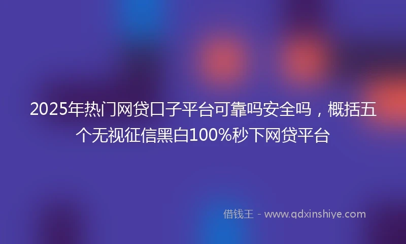 2025年热门网贷口子平台可靠吗安全吗，概括五个无视征信黑白100%秒下网贷平台