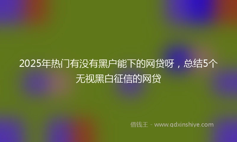 2025年热门有没有黑户能下的网贷呀，总结5个无视黑白征信的网贷