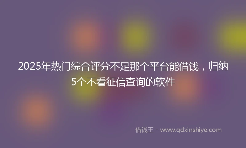 2025年热门综合评分不足那个平台能借钱，归纳5个不看征信查询的软件