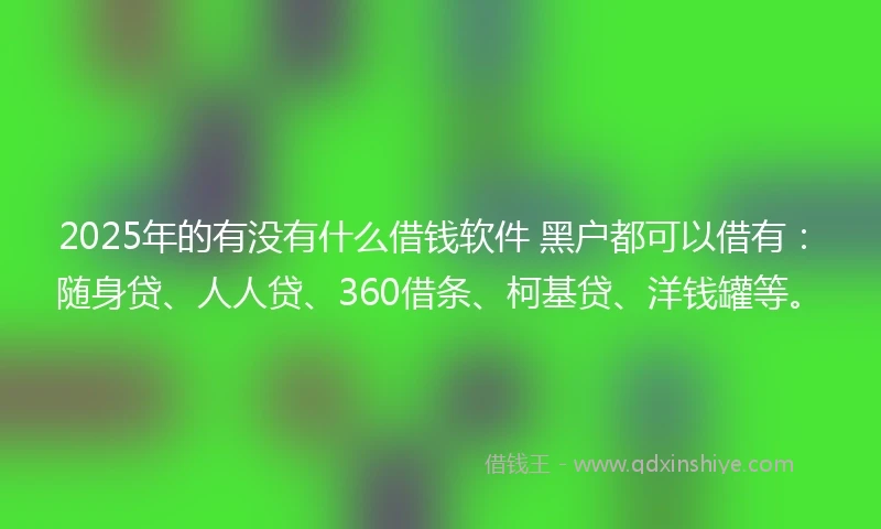 2025年的有没有什么借钱软件 黑户都可以借有：随身贷、人人贷、360借条、柯基贷、洋钱罐等。