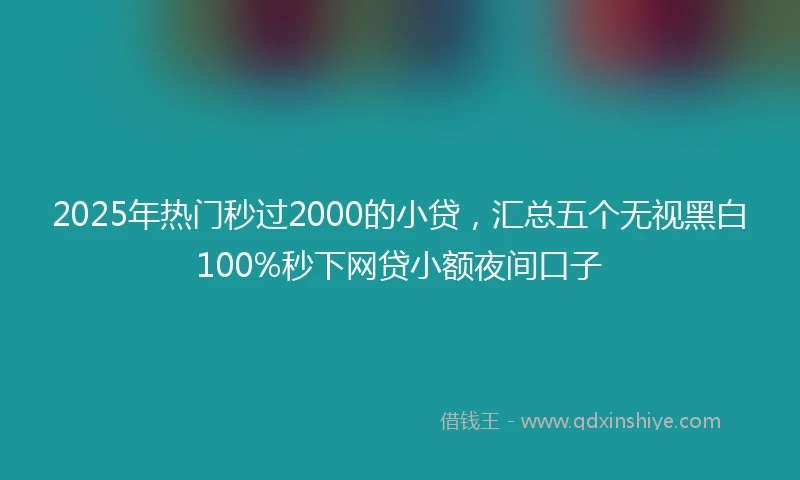2025年热门秒过2000的小贷，汇总五个无视黑白100%秒下网贷小额夜间口子