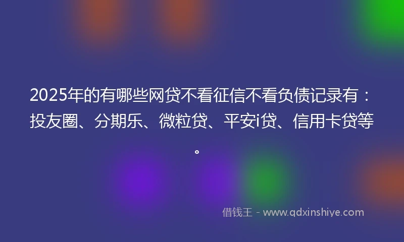 2025年的有哪些网贷不看征信不看负债记录有：投友圈、分期乐、微粒贷、平安i贷、信用卡贷等。
