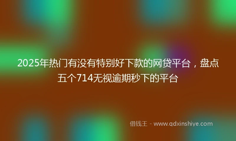 2025年热门有没有特别好下款的网贷平台，盘点五个714无视逾期秒下的平台