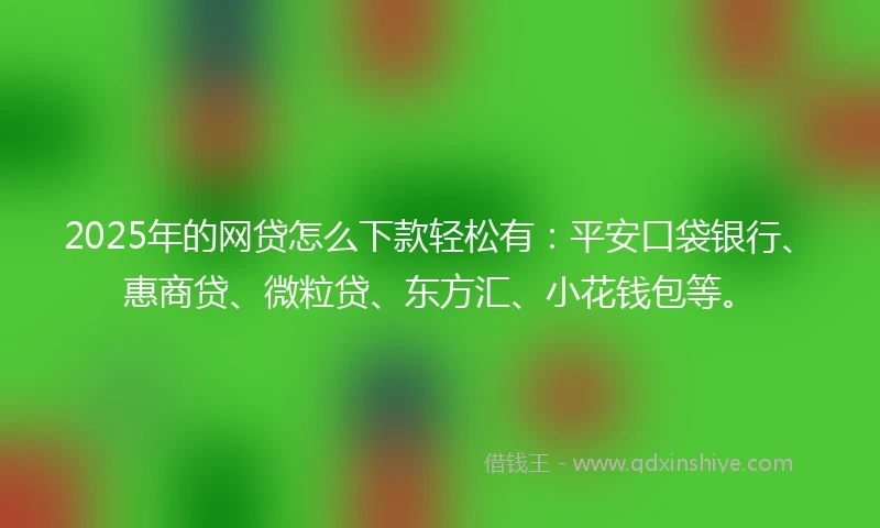 2025年的网贷怎么下款轻松有：平安口袋银行、惠商贷、微粒贷、东方汇、小花钱包等。