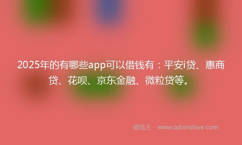 2025年的有哪些app可以借钱有：平安i贷、惠商贷、花呗、京东金融、微粒贷等。