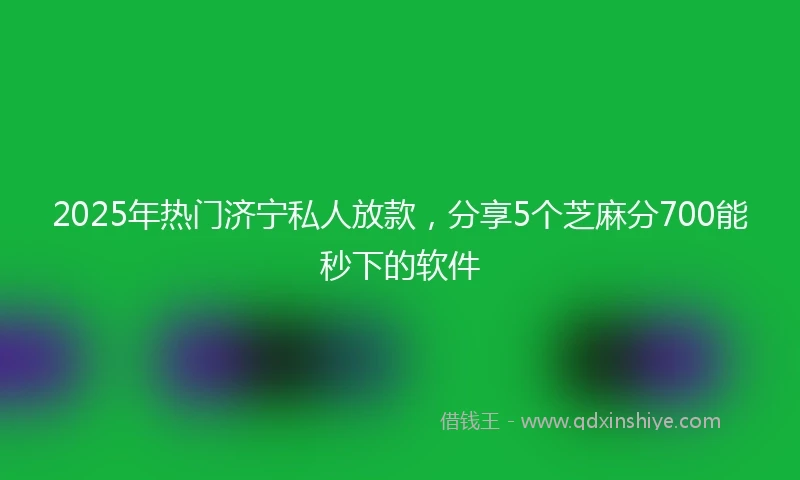 2025年热门济宁私人放款，分享5个芝麻分700能秒下的软件
