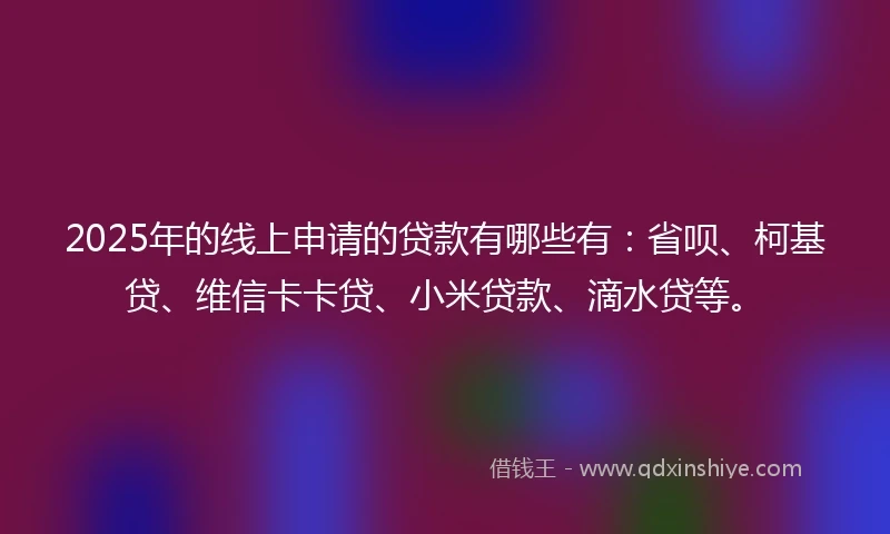 2025年的线上申请的贷款有哪些有：省呗、柯基贷、维信卡卡贷、小米贷款、滴水贷等。