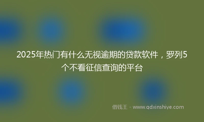 2025年热门有什么无视逾期的贷款软件，罗列5个不看征信查询的平台