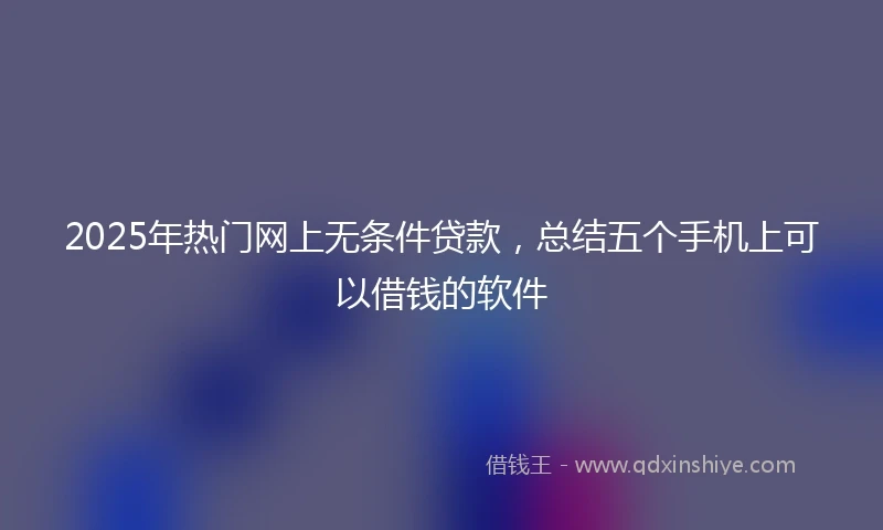2025年热门网上无条件贷款，总结五个手机上可以借钱的软件