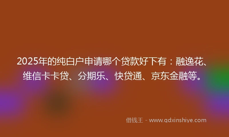2025年的纯白户申请哪个贷款好下有：融逸花、维信卡卡贷、分期乐、快贷通、京东金融等。