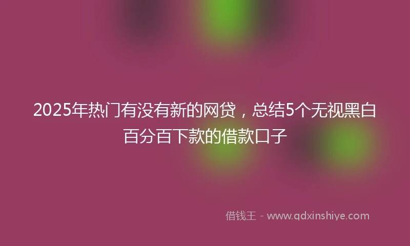2025年热门有没有新的网贷，总结5个无视黑白百分百下款的借款口子
