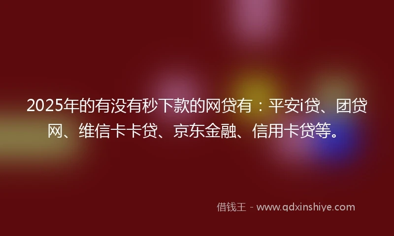 2025年的有没有秒下款的网贷有：平安i贷、团贷网、维信卡卡贷、京东金融、信用卡贷等。