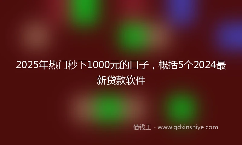 2025年热门秒下1000元的口子，概括5个2024最新贷款软件