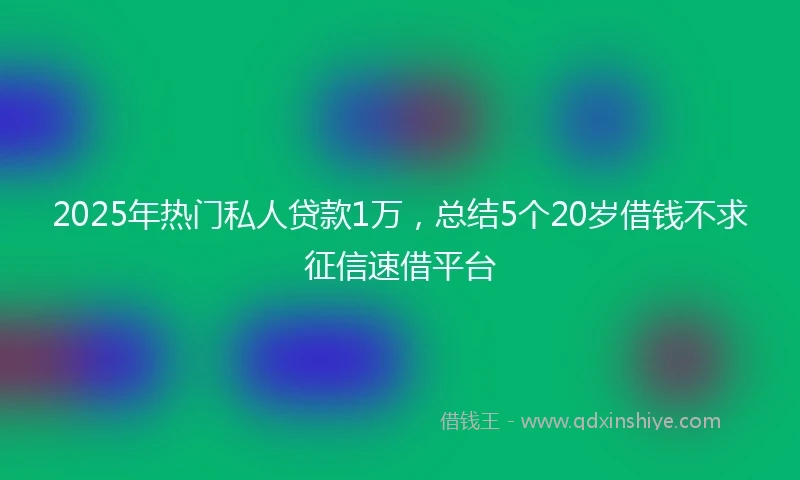 2025年热门私人贷款1万，总结5个20岁借钱不求征信速借平台