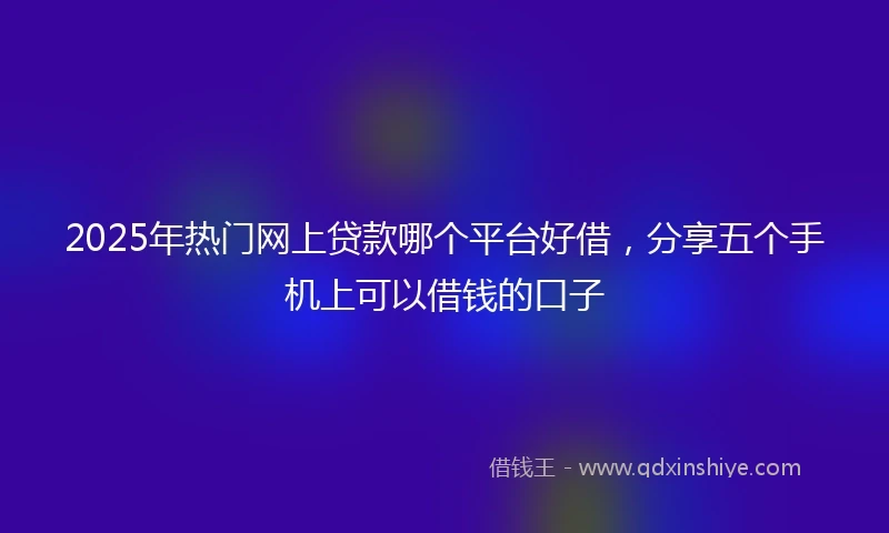 2025年热门网上贷款哪个平台好借，分享五个手机上可以借钱的口子
