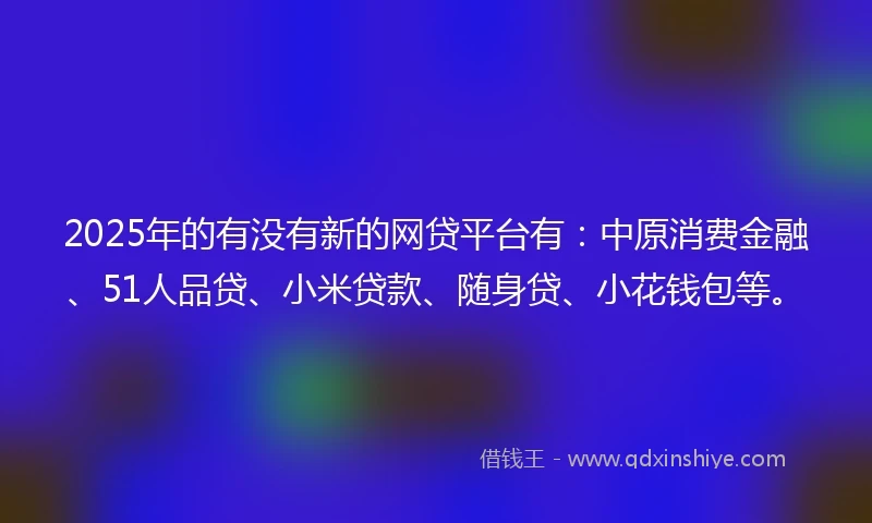 2025年的有没有新的网贷平台有：中原消费金融、51人品贷、小米贷款、随身贷、小花钱包等。