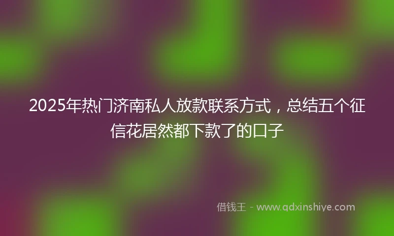 2025年热门济南私人放款联系方式，总结五个征信花居然都下款了的口子