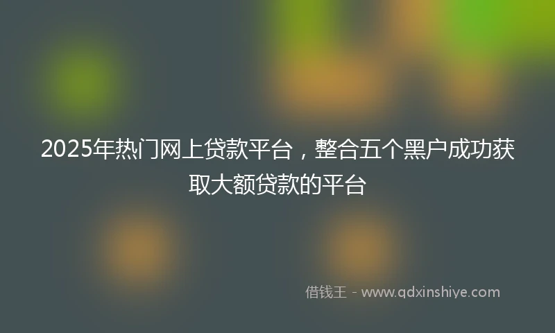 2025年热门网上贷款平台，整合五个黑户成功获取大额贷款的平台