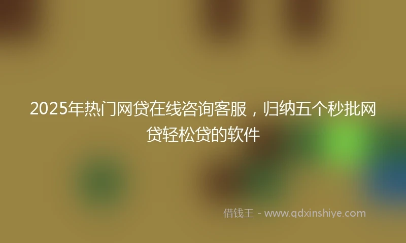 2025年热门网贷在线咨询客服，归纳五个秒批网贷轻松贷的软件