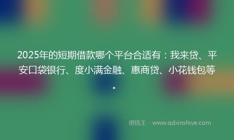 2025年的短期借款哪个平台合适有：我来贷、平安口袋银行、度小满金融、惠商贷、小花钱包等。