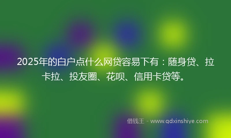 2025年的白户点什么网贷容易下有：随身贷、拉卡拉、投友圈、花呗、信用卡贷等。