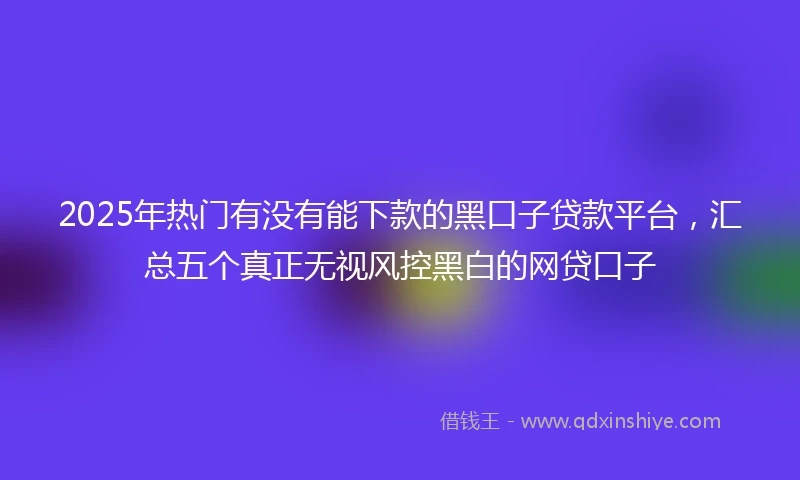 2025年热门有没有能下款的黑口子贷款平台，汇总五个真正无视风控黑白的网贷口子