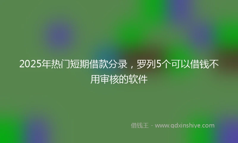 2025年热门短期借款分录，罗列5个可以借钱不用审核的软件