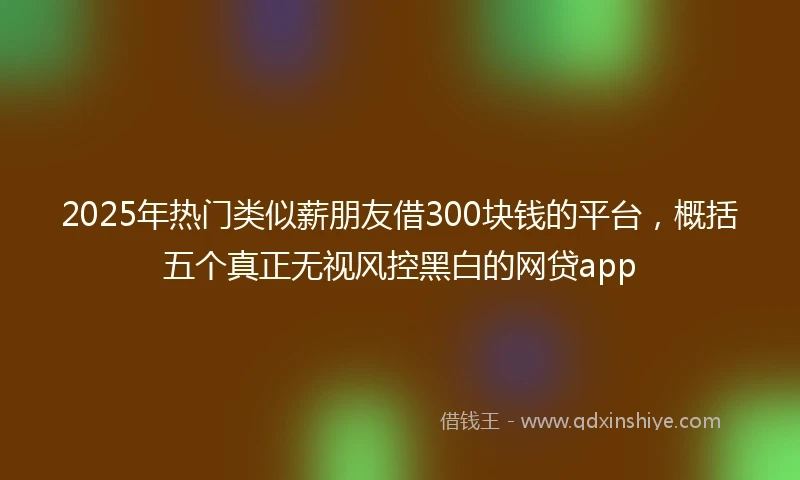 2025年热门类似薪朋友借300块钱的平台，概括五个真正无视风控黑白的网贷app